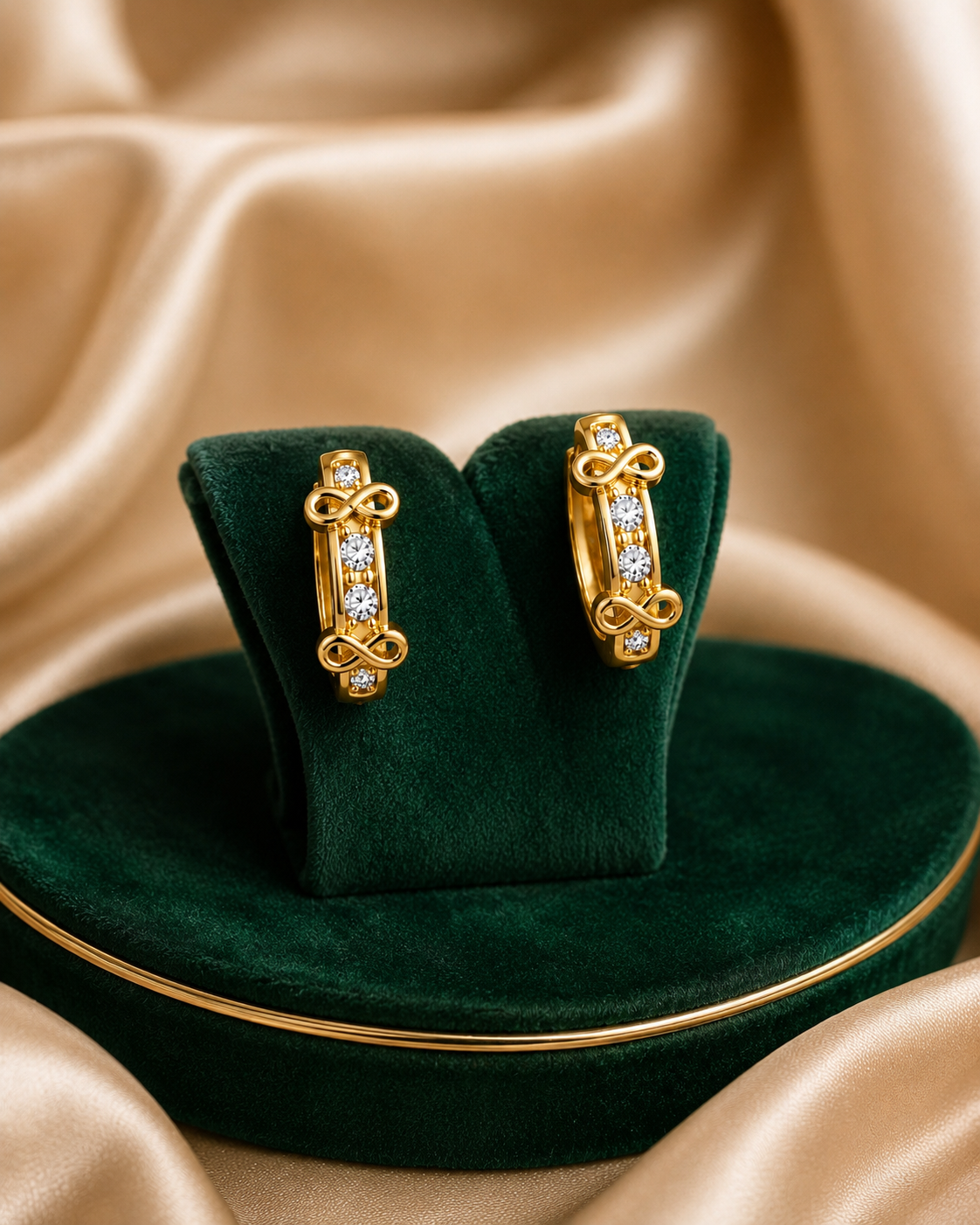 Créoles Infini Royal – présentation velours vert