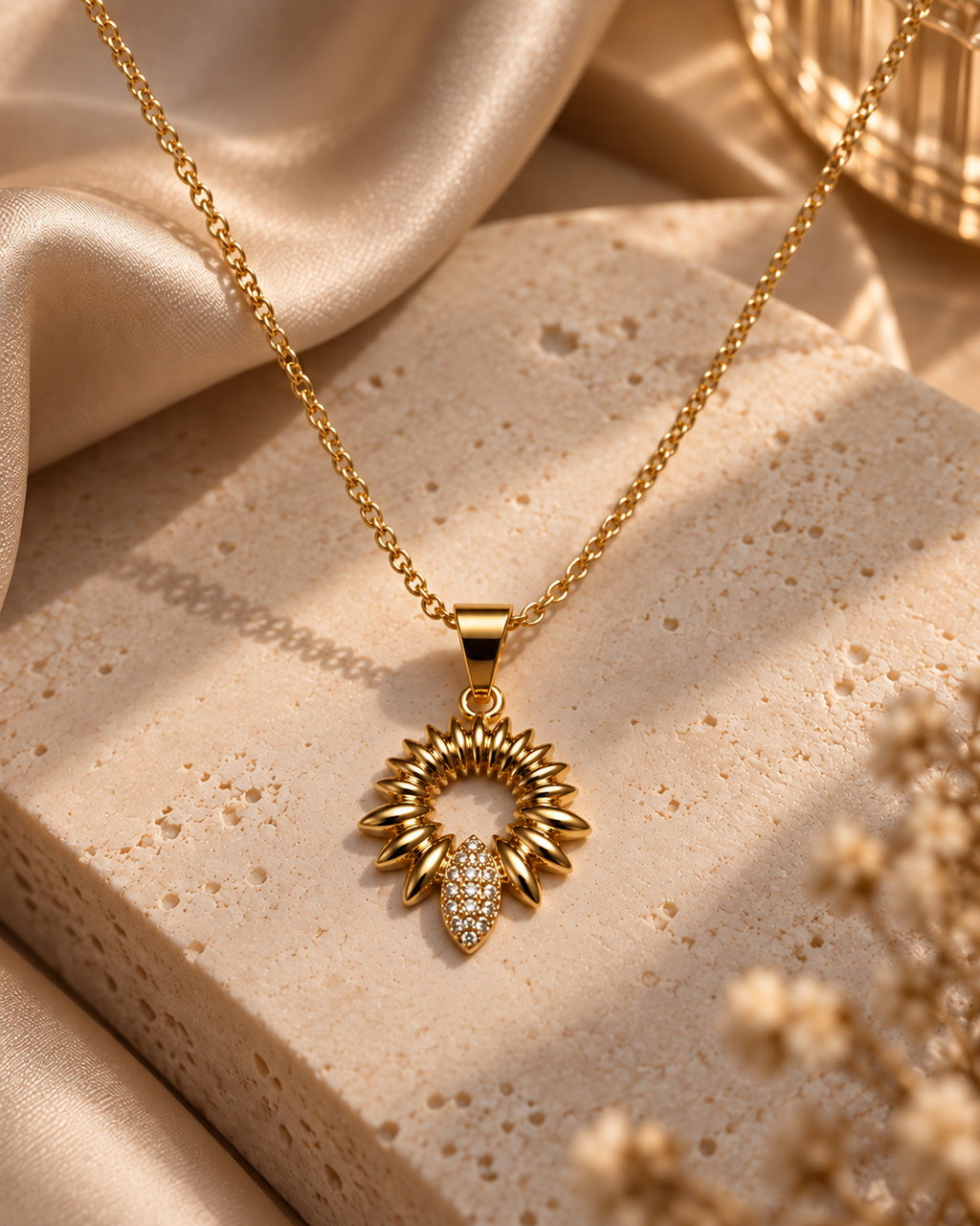 Collier Hélios Éclat – Sur pierre beige texture