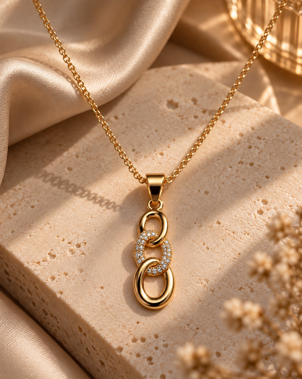 Collier Éternité Éclat – Sur pierre beige texture