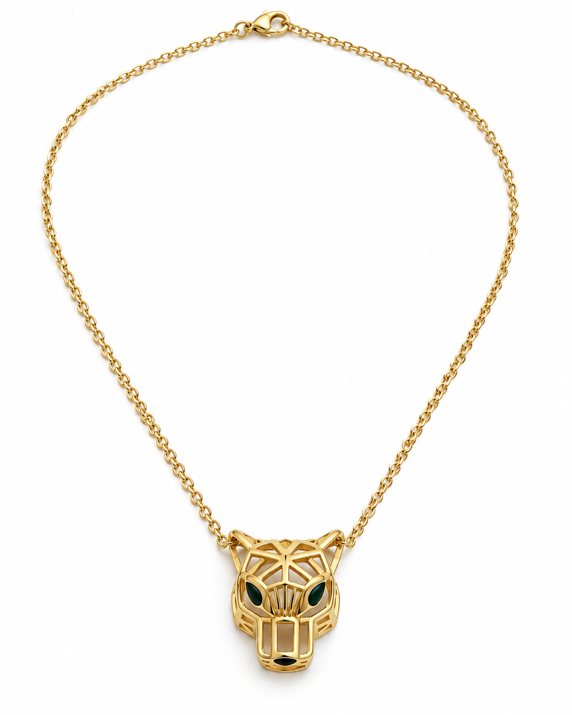 Collier Panthère Émeraude – Vue fond blanc