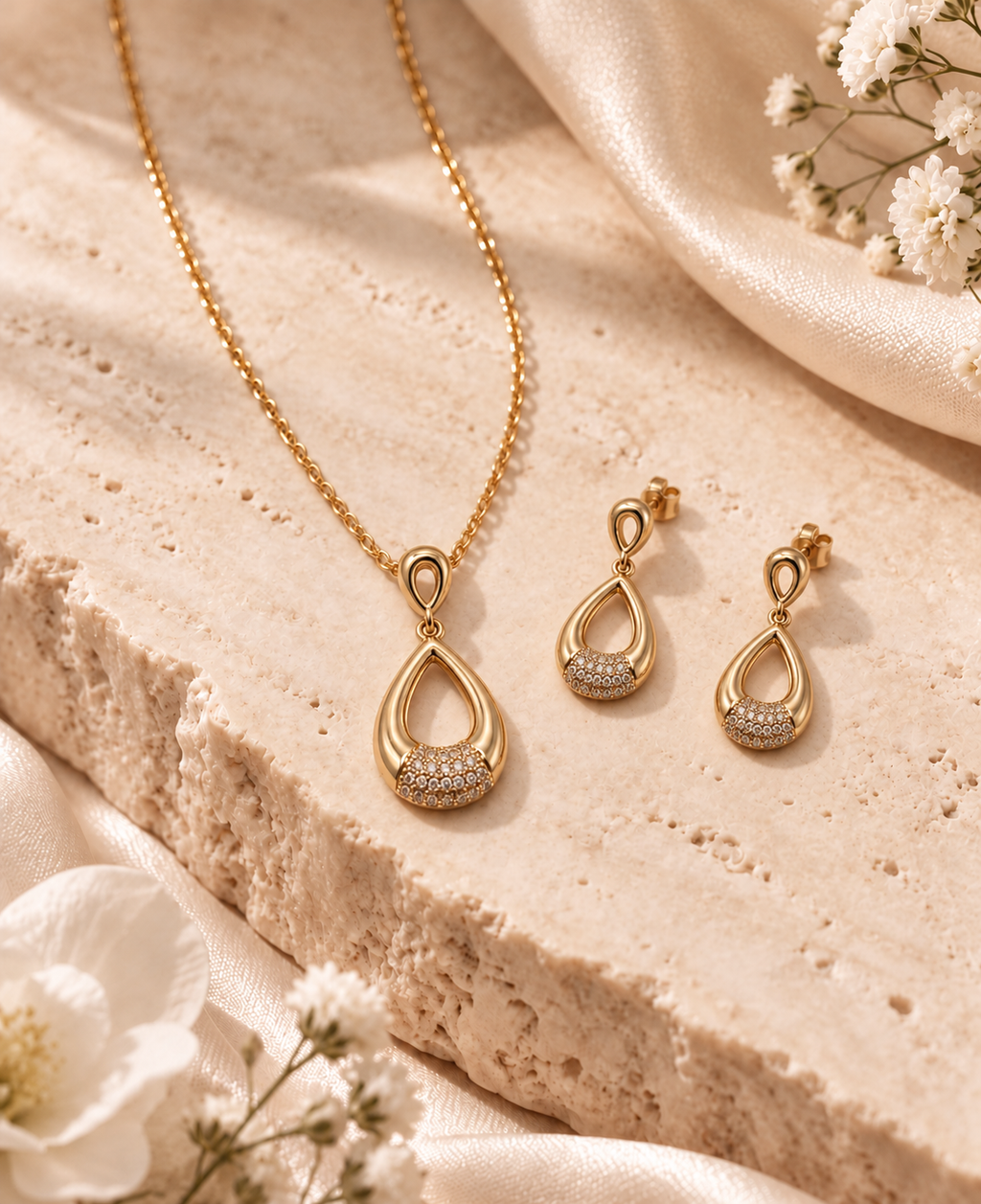 Ensemble Goutte de Lumière – Plaqué Or 18K