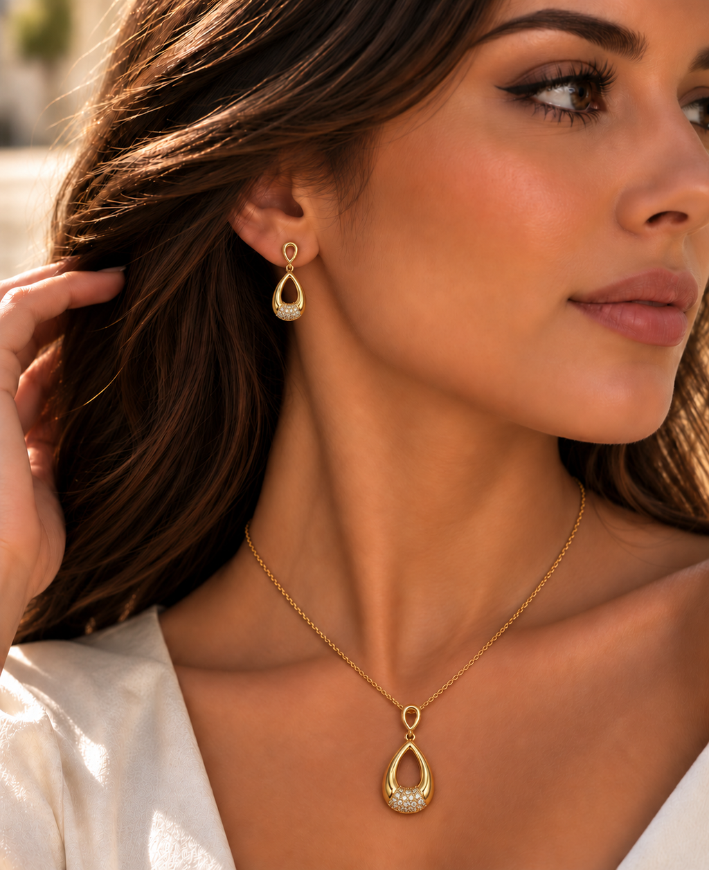 Ensemble Goutte de Lumière – Plaqué Or 18K