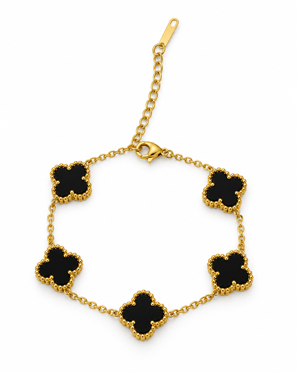 Armband Schwarzes Kleeblatt – 18K vergoldet