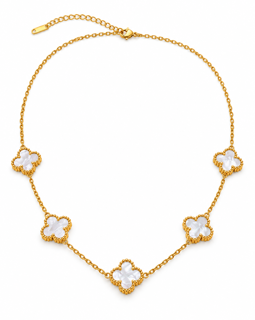 Collier Trèfle Blanc – Plaqué Or 18K