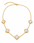 Collier Trèfle Blanc – Plaqué Or 18K