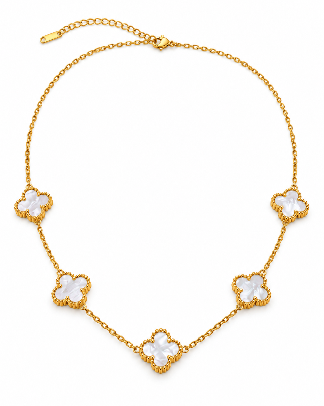 Collier Trèfle Blanc – Plaqué Or 18K