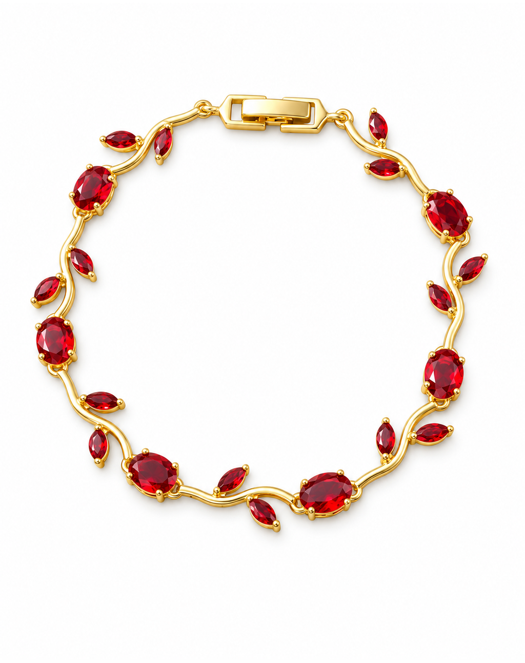 Armband Tulpenblüten Rubin – 18K vergoldet