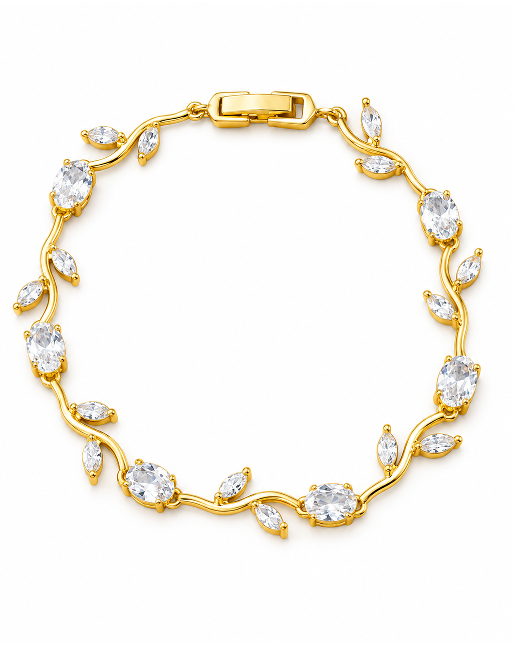Crystal Tulip Flower Bracelet – 18K Gold Plated