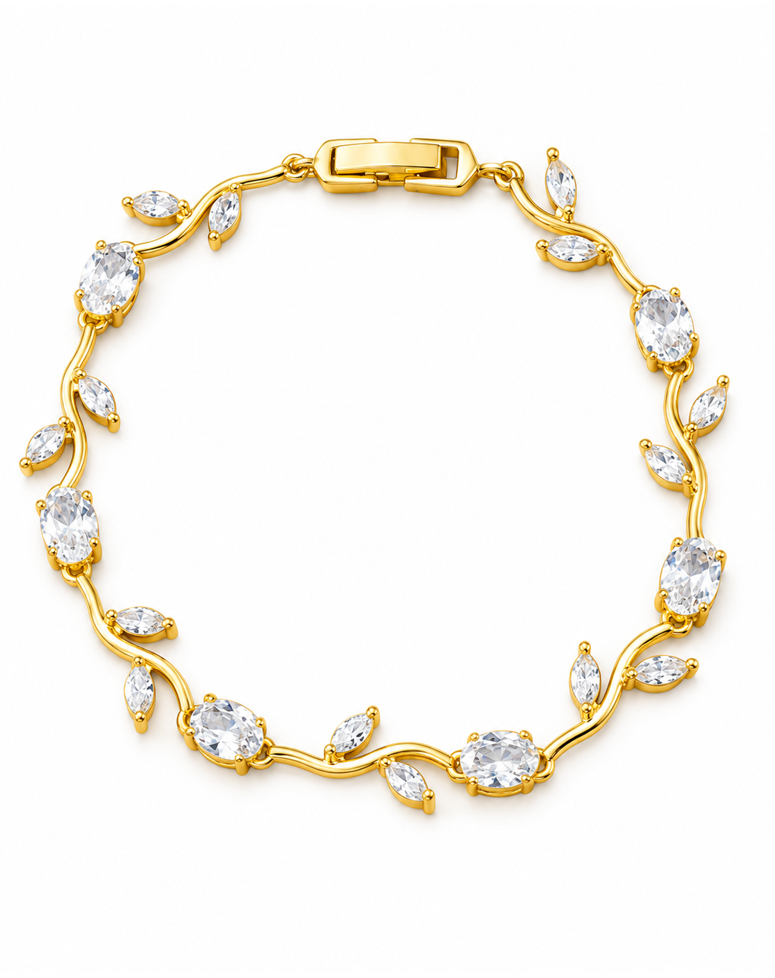 Bracelet Fleurs de Tulipes Cristal – Plaqué Or 18K