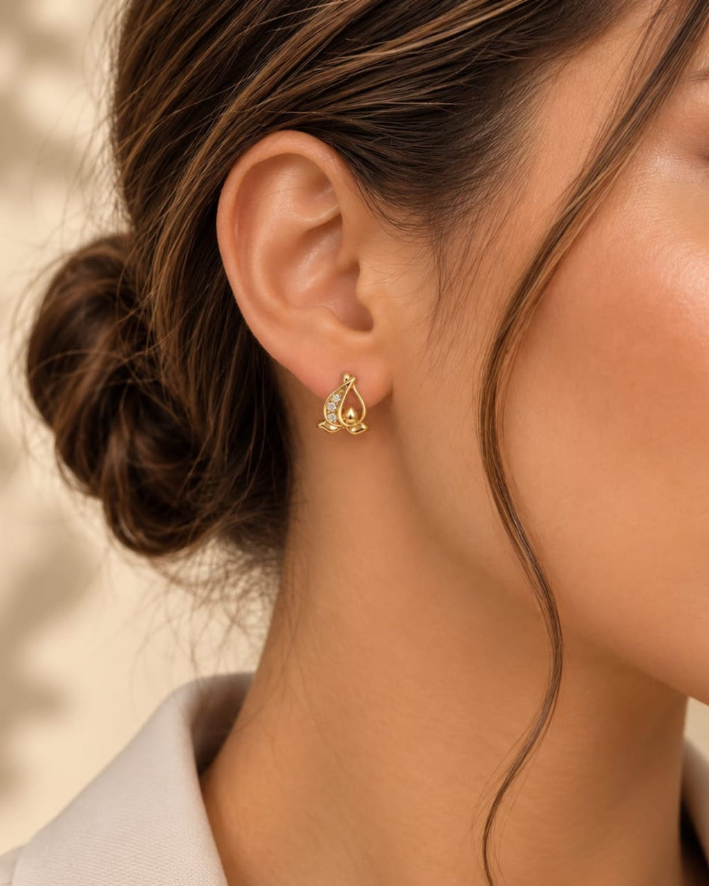 Créoles Lotus Éclat – Plaqué Or 18K