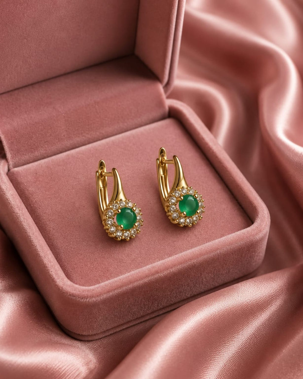 Boucles Éclat d'Émeraude – Plaqué Or 18K