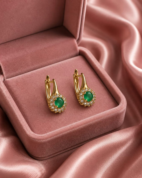 Boucles Éclat d'Émeraude – Plaqué Or 18K